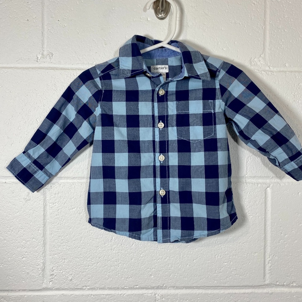 Carter's Blue Plaid Poplin Button-Front Shirt